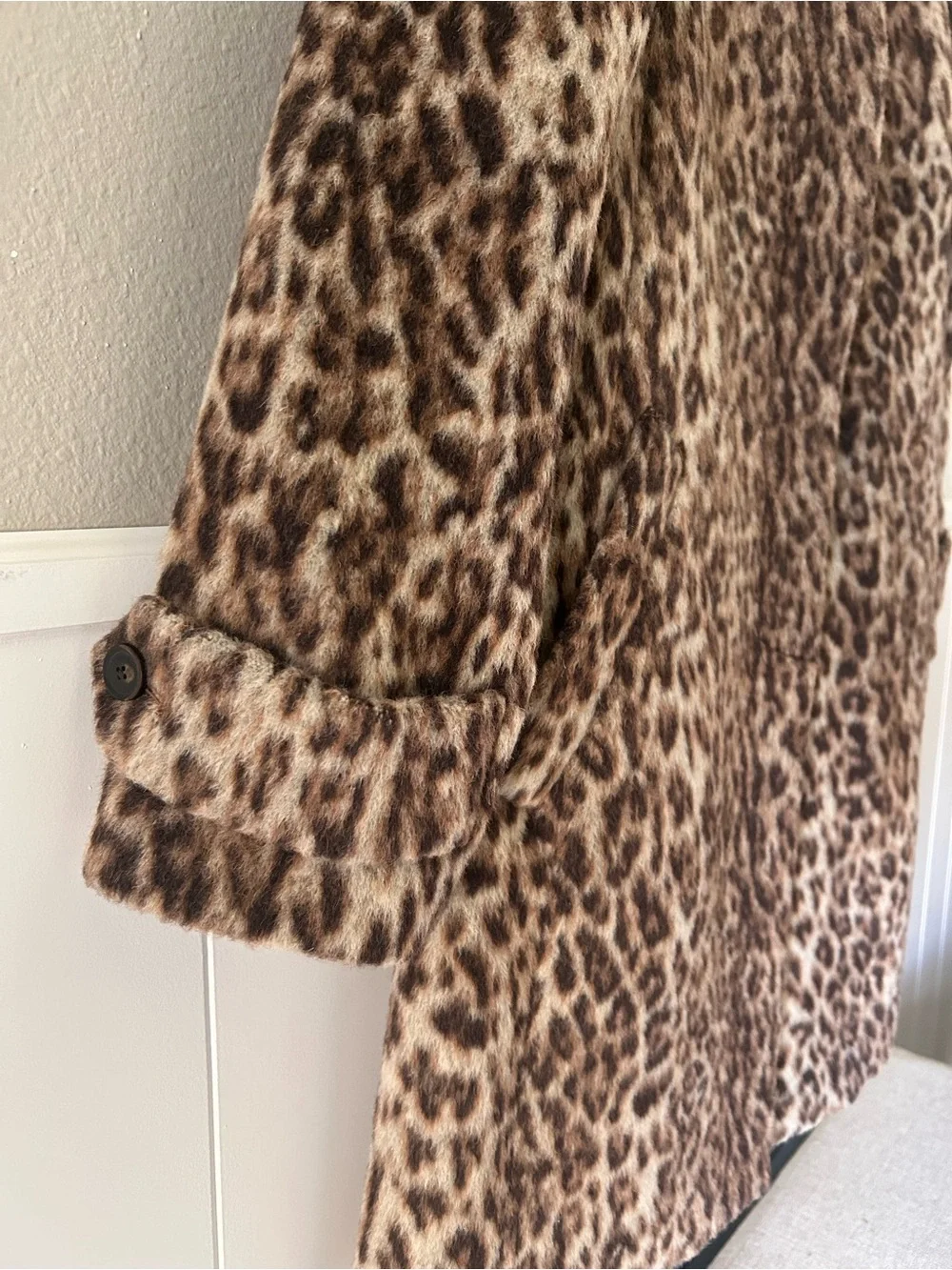 JCREW Brown Double Leopard Print Wool Coat H2734 Animal Print Women’s Size 2 - Picture 10 of 15